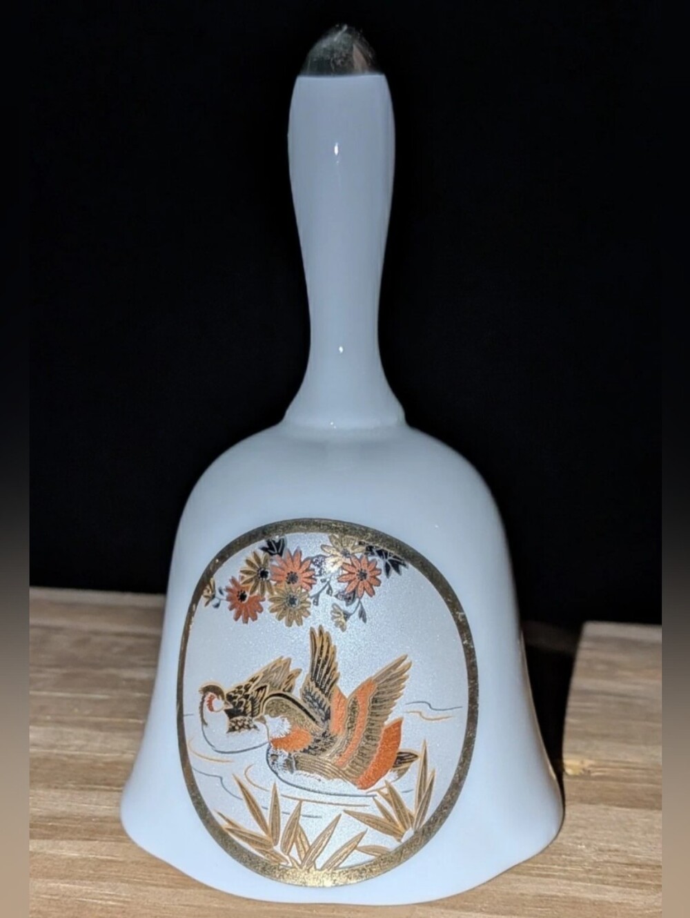 Unique Vintage Chokin Gold Imari Japan Peking Duck Dainty Porcelain Bell